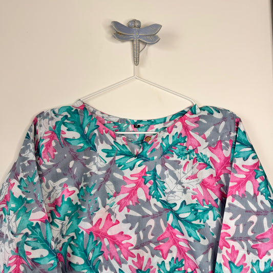 Autumn Blossom - Multicolor Handblock Kurti