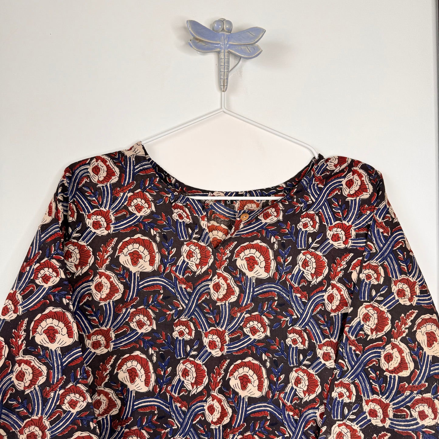 Wild Rose - Brown Handblock Kurti