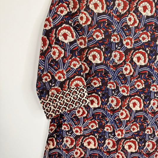 Wild Rose - Brown Handblock Kurti