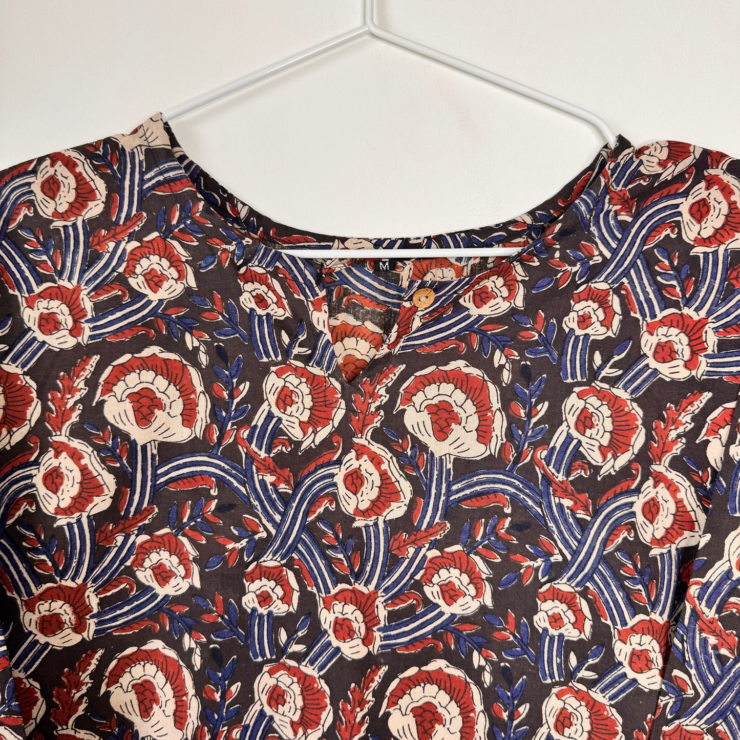 Wild Rose - Brown Handblock Kurti