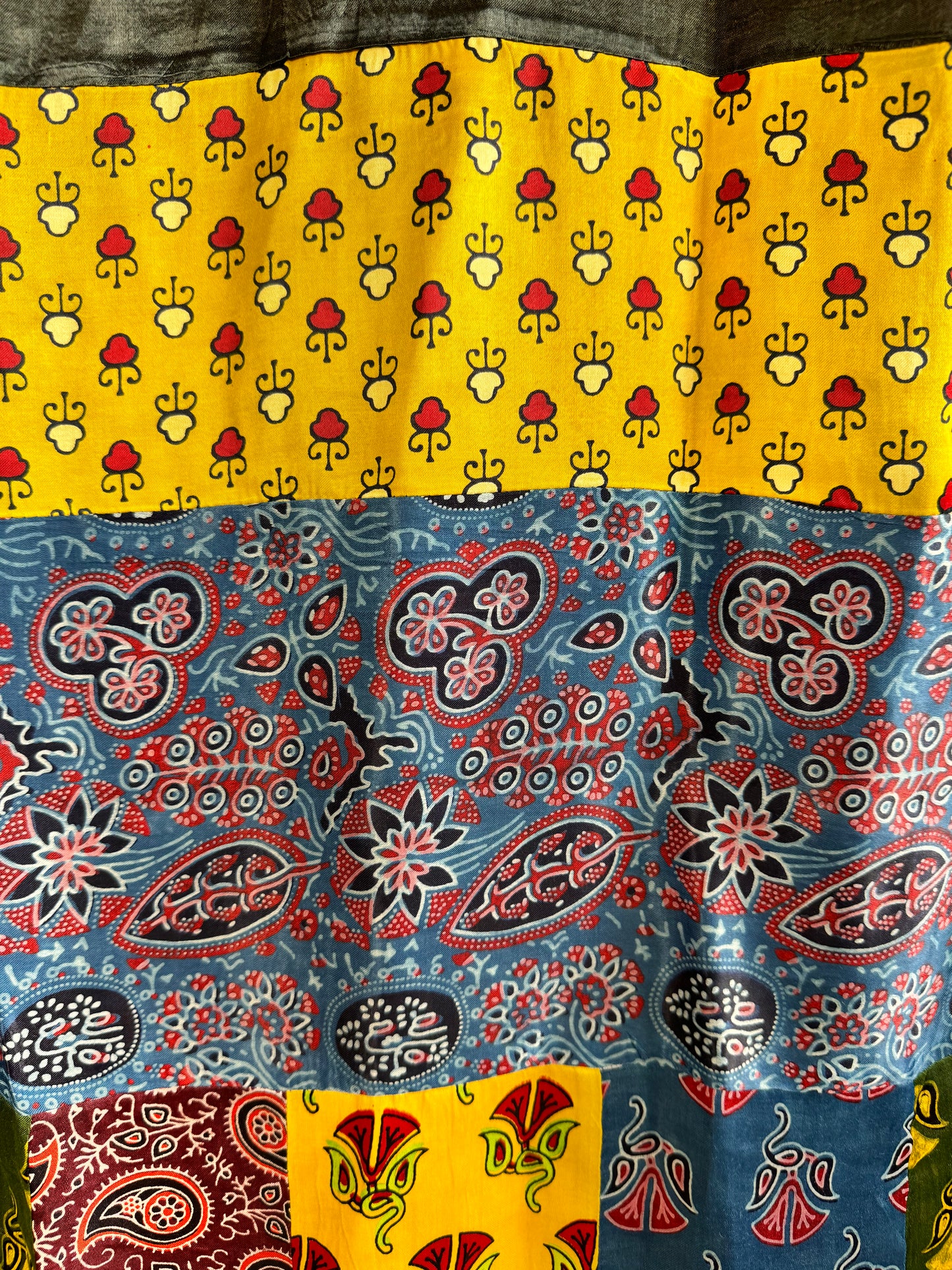 Modal Silk Ajrakh Applique Dupatta ~ Black & Yellow
