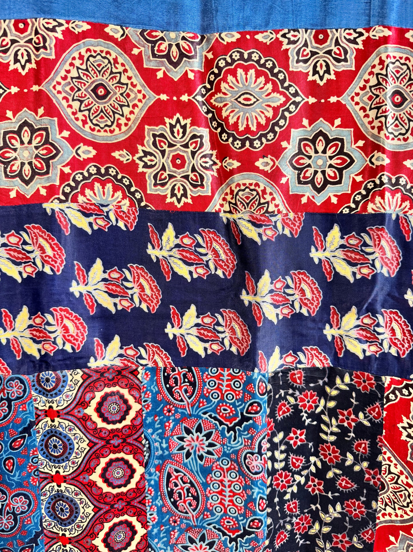 Modal Silk Ajrakh Applique Dupatta ~ Midnight Blue