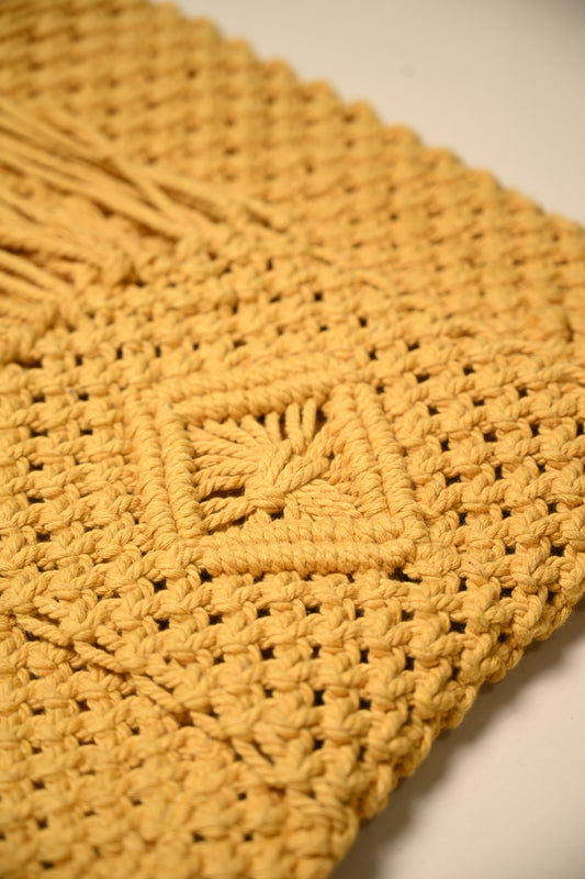Macrame Crossbody Bag - Mustard Yellow