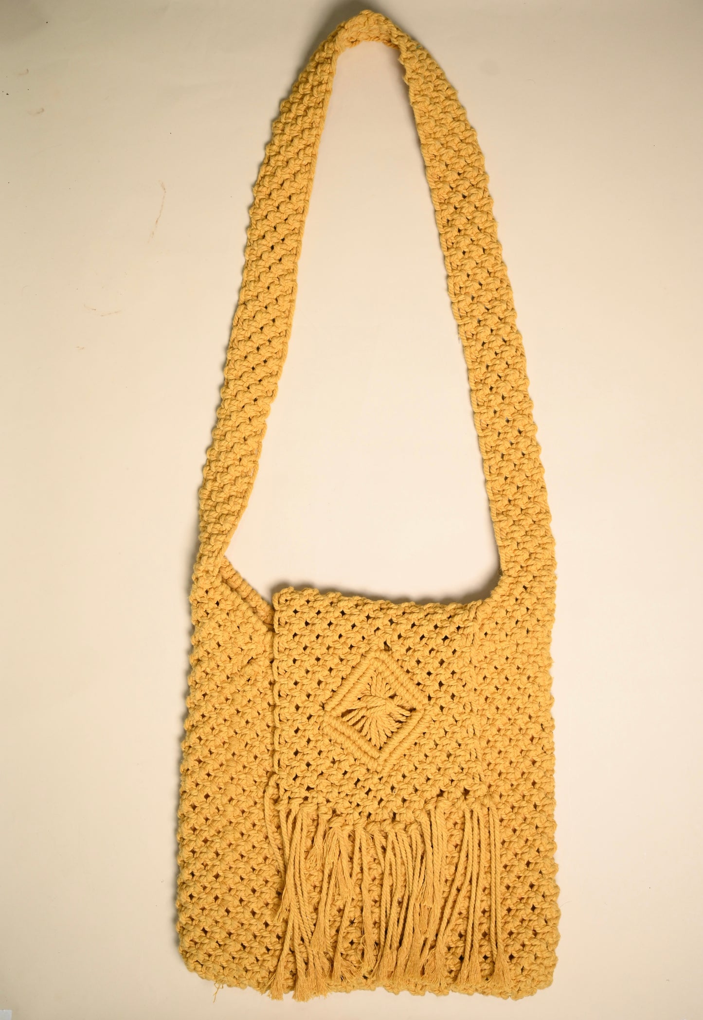 Macrame Crossbody Bag - Mustard Yellow