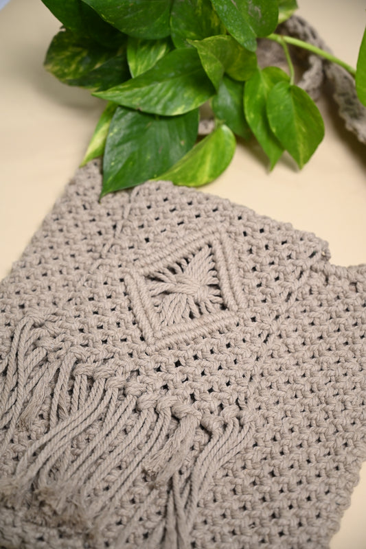 Macrame Crossbody Bag - Soft Beige