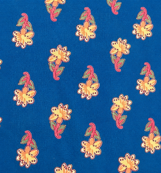 Karwaan🍂 Tulip Teal Motifs ~ Handblock Printed Fabric Bag