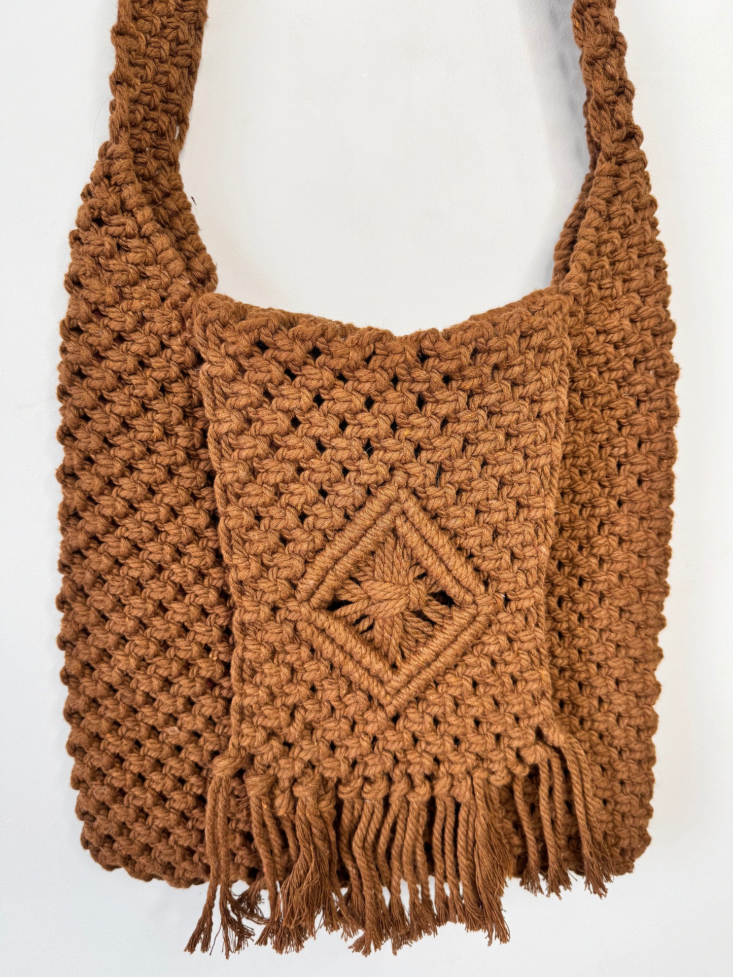 Macrame Crossbody Bag - Chocolate Brown