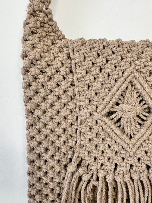 Macrame Crossbody Bag - Soft Beige