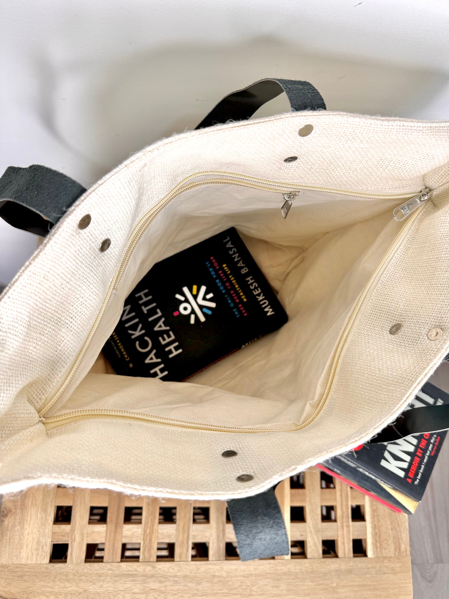 Jute Embroidered Shoulder Bag - Ivory White