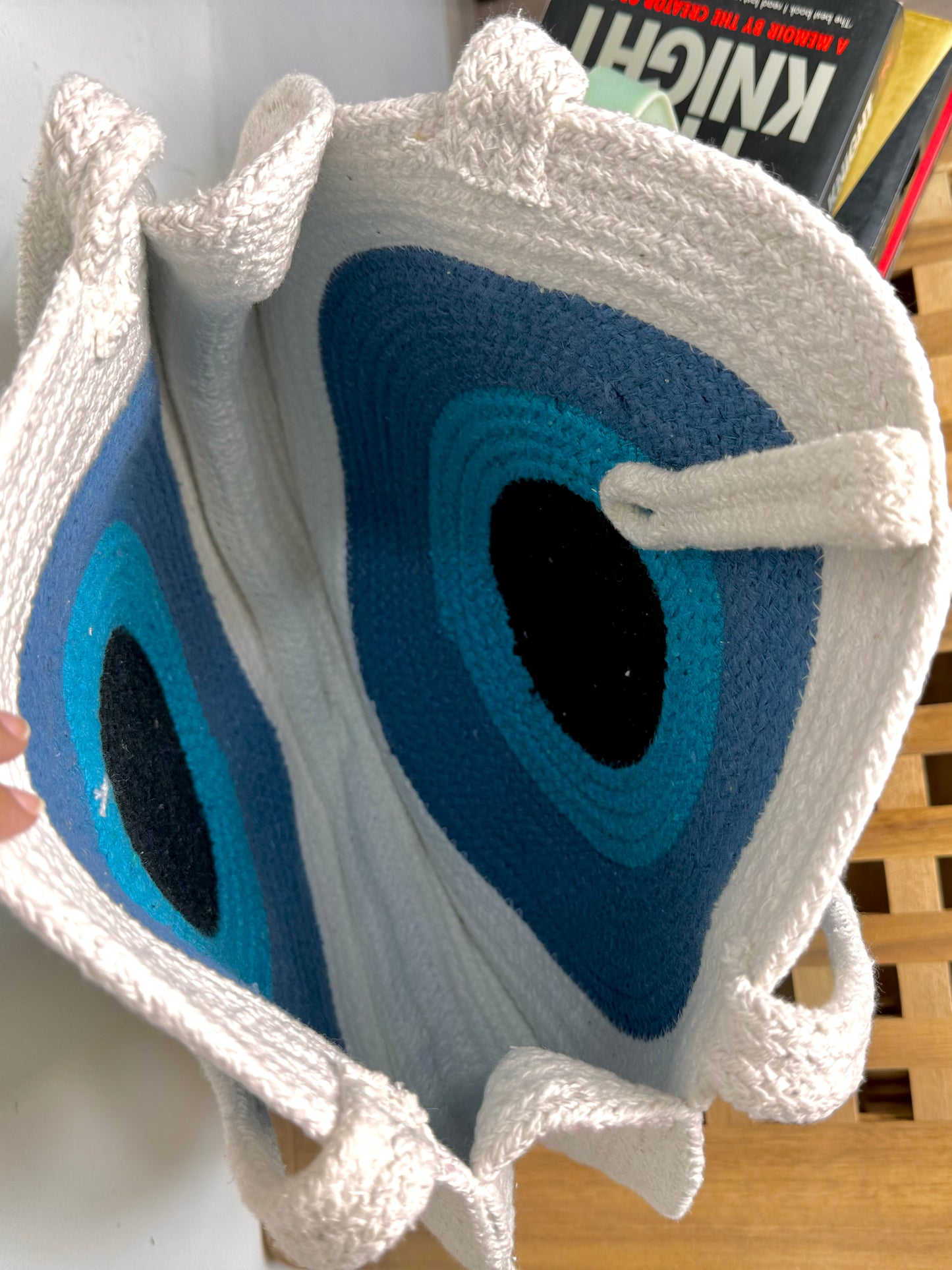 Macrame Nazar Shoulder Bag - Blue & White