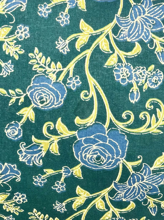 Karwaan🍂 Teal Green Vine Motifs ~ Handblock Printed Laptop Bag
