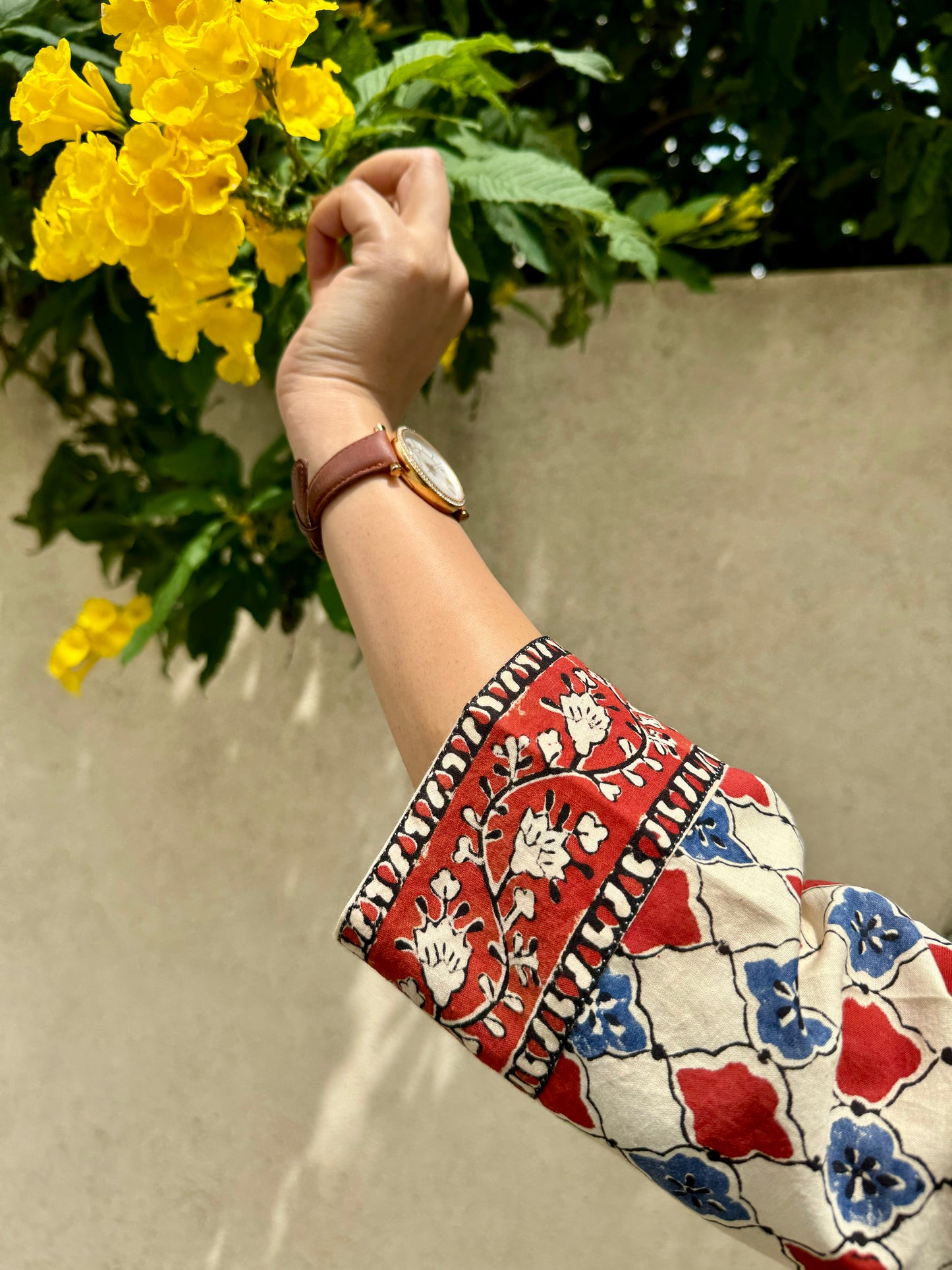 Iris Bloom - Blue & Maroon Chequered Kurti