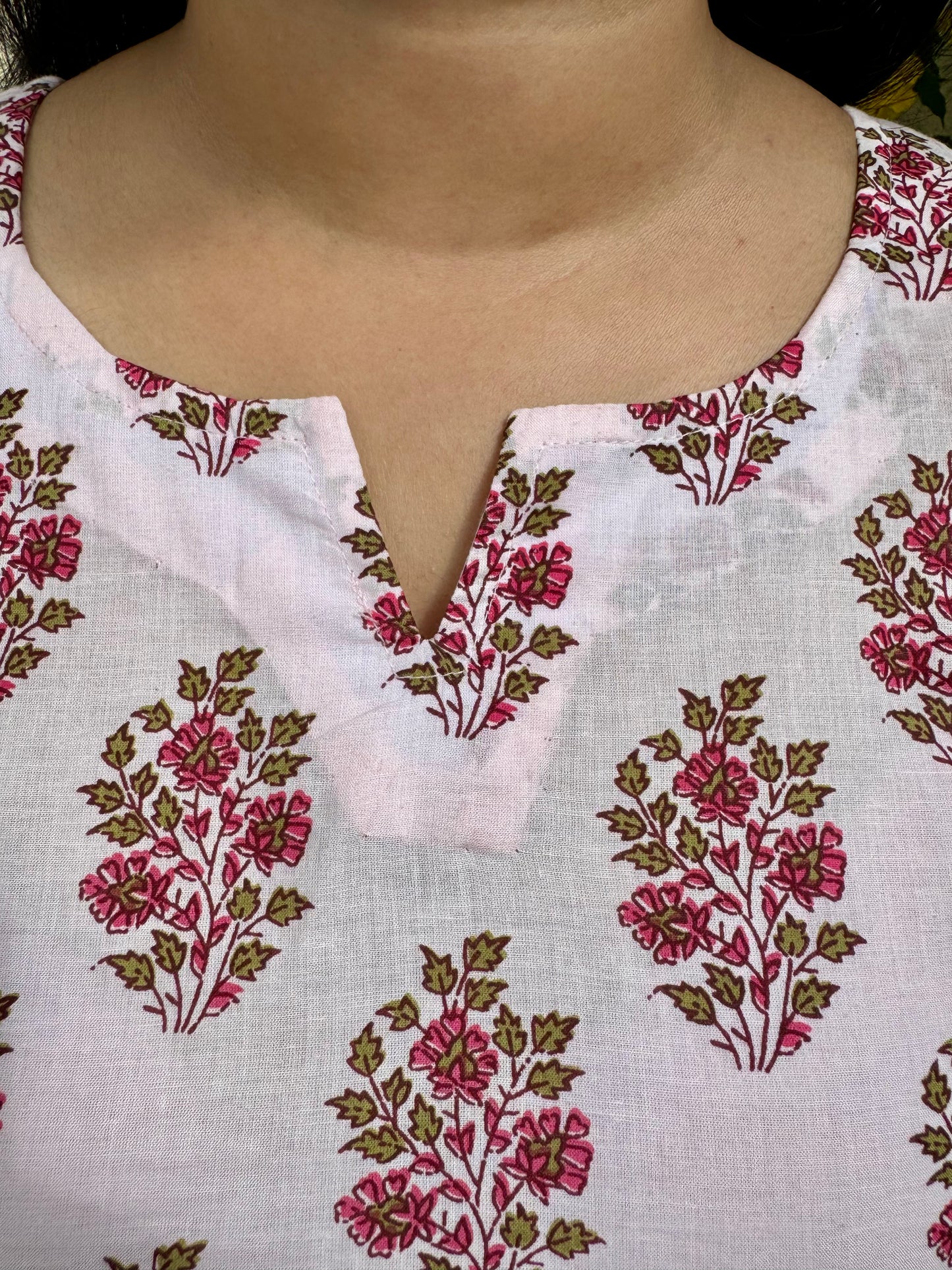 Cherry Blossom - Powder Pink Handblock Kurti