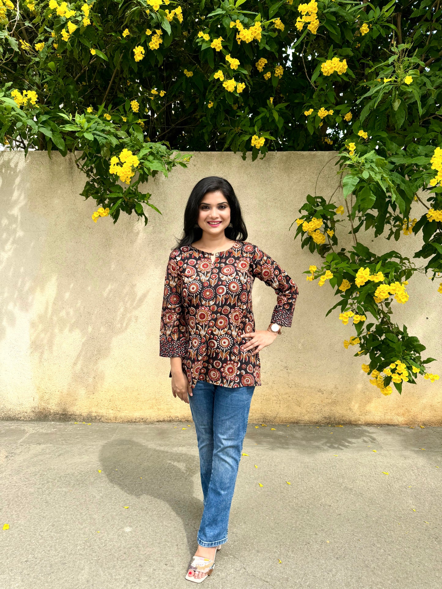 Wilderness - Brown Handblock Kurti