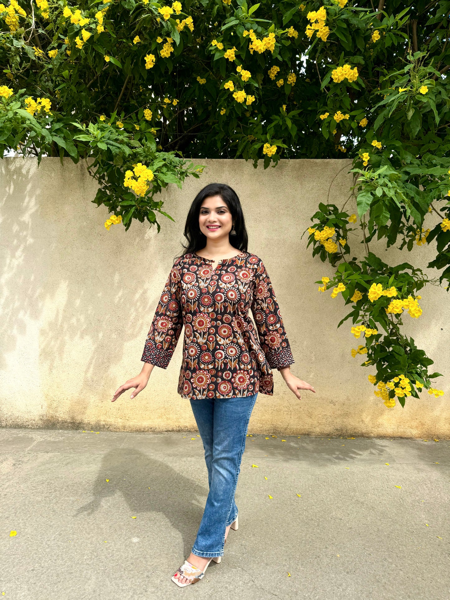 Wilderness - Brown Handblock Kurti