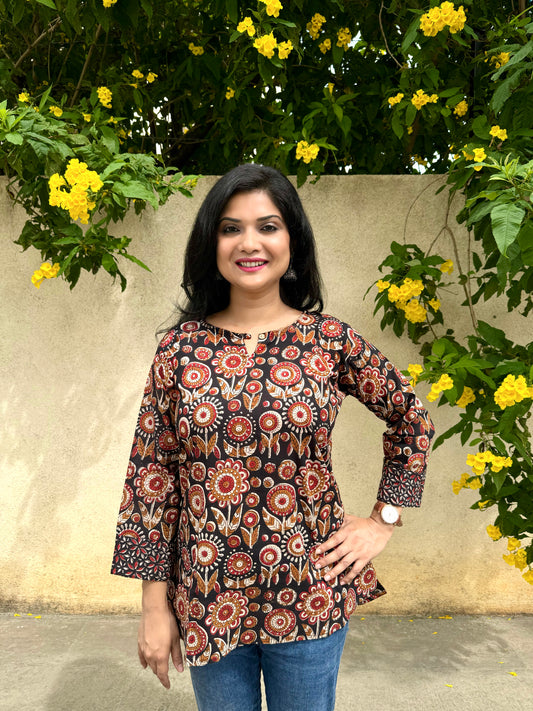 Wilderness - Brown Handblock Kurti