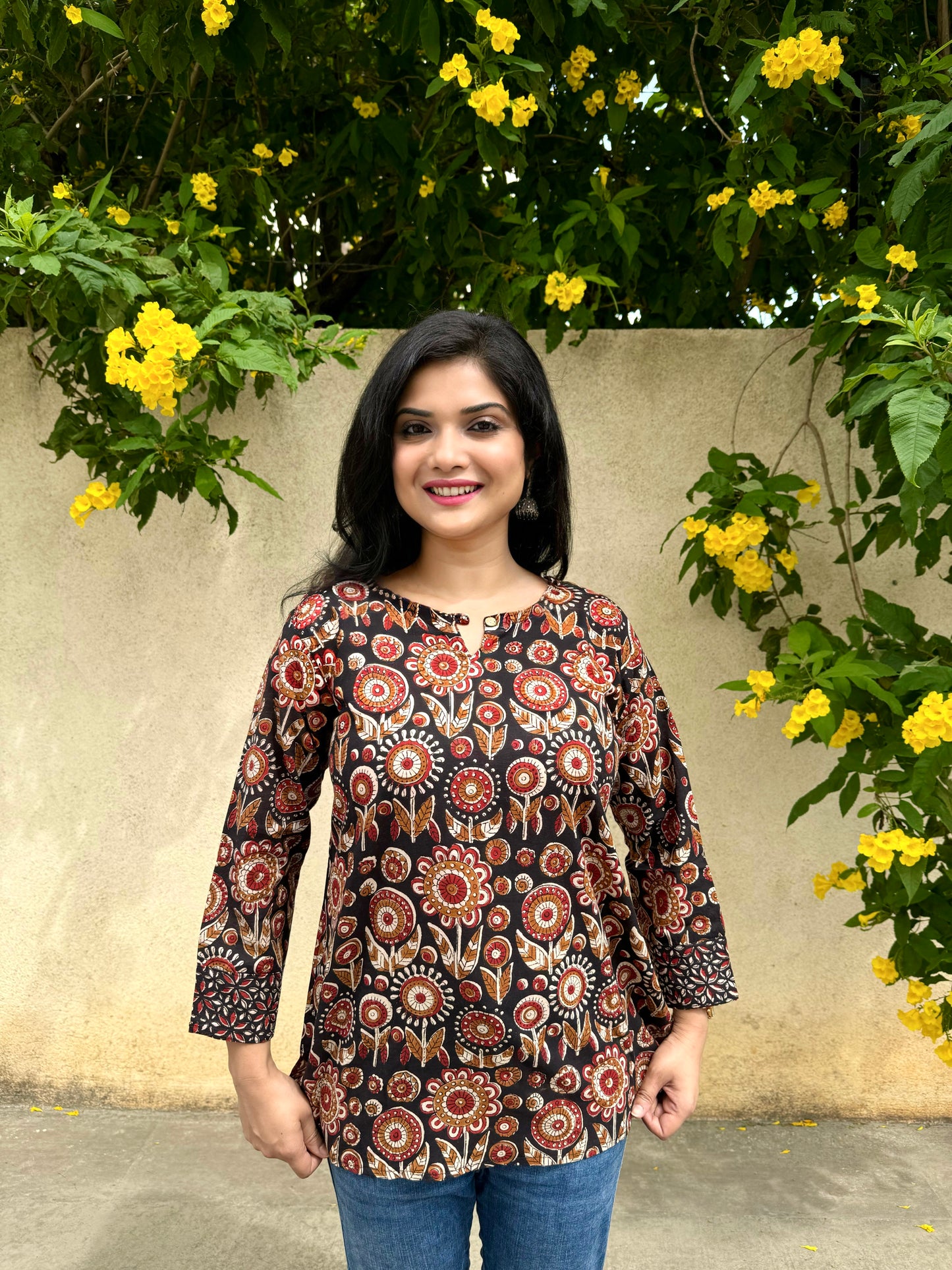 Wilderness - Brown Handblock Kurti