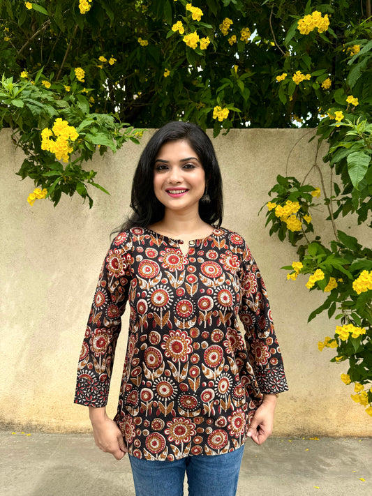 Wilderness - Brown Handblock Kurti