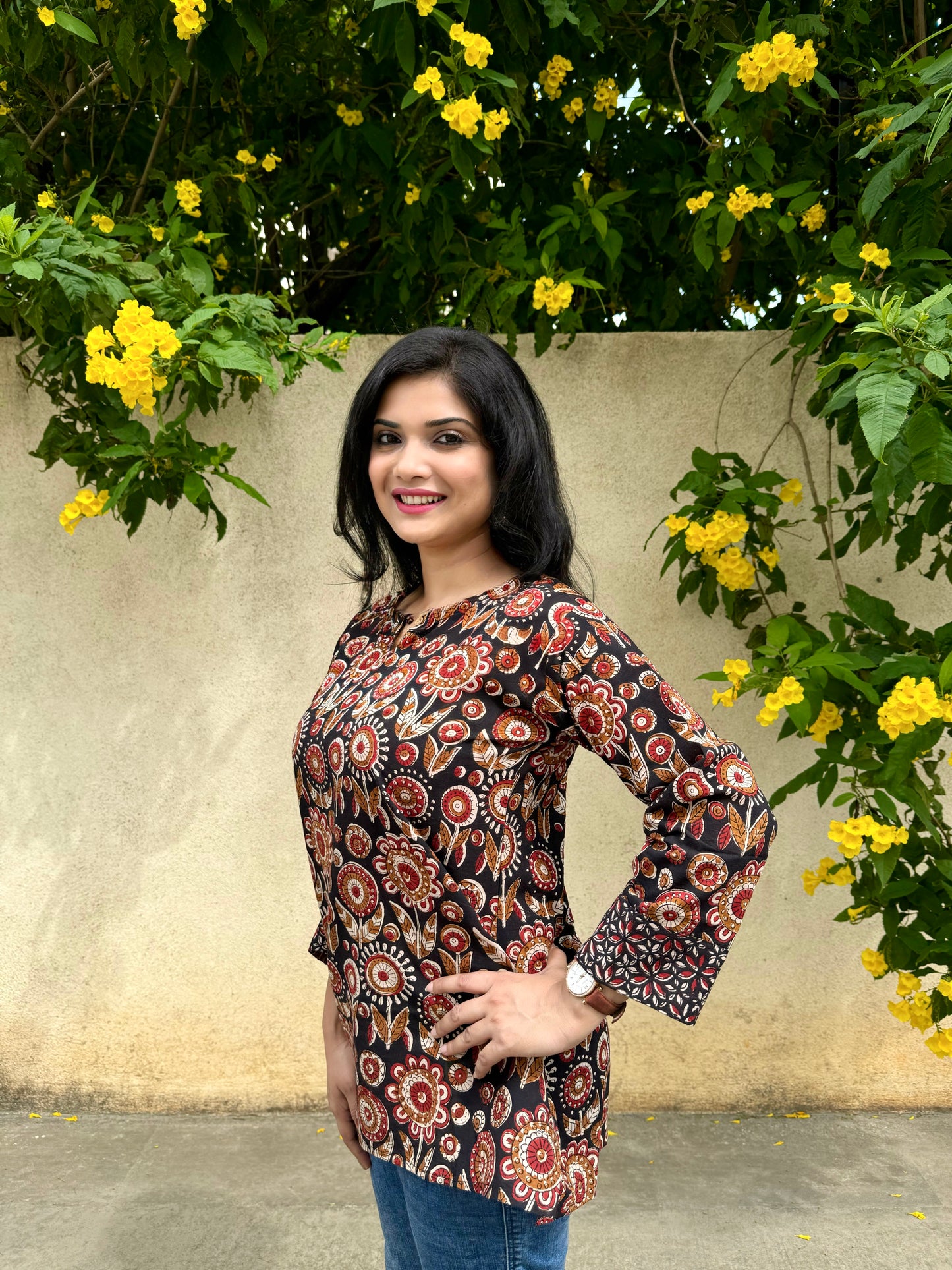 Wilderness - Brown Handblock Kurti