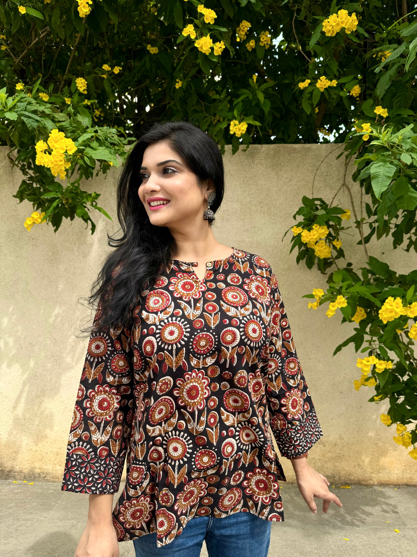 Wilderness - Brown Handblock Kurti