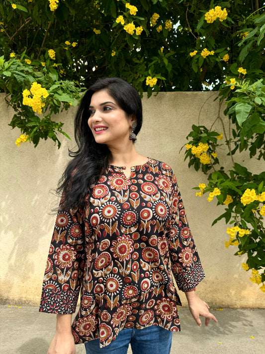 Wilderness - Brown Handblock Kurti