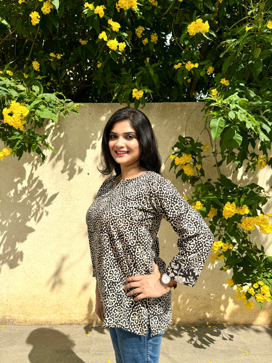 Nebula - Black Handblock Kurti