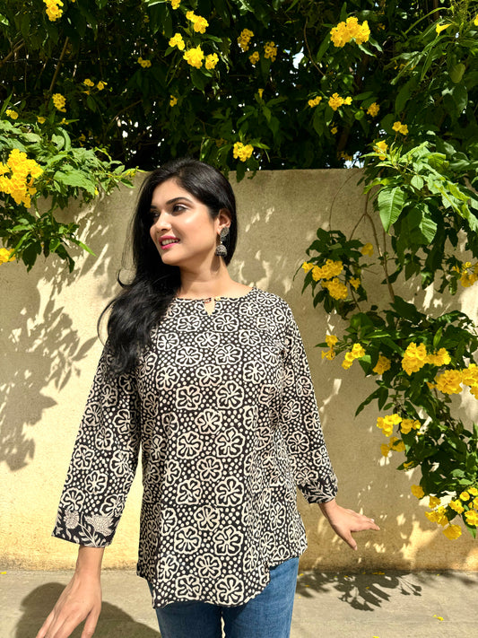 Nebula - Black Handblock Kurti