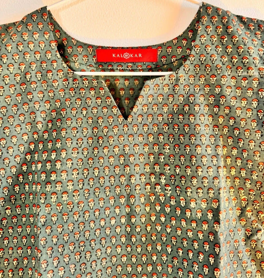Forest Spirit - Olive Green Bagru Crop Top
