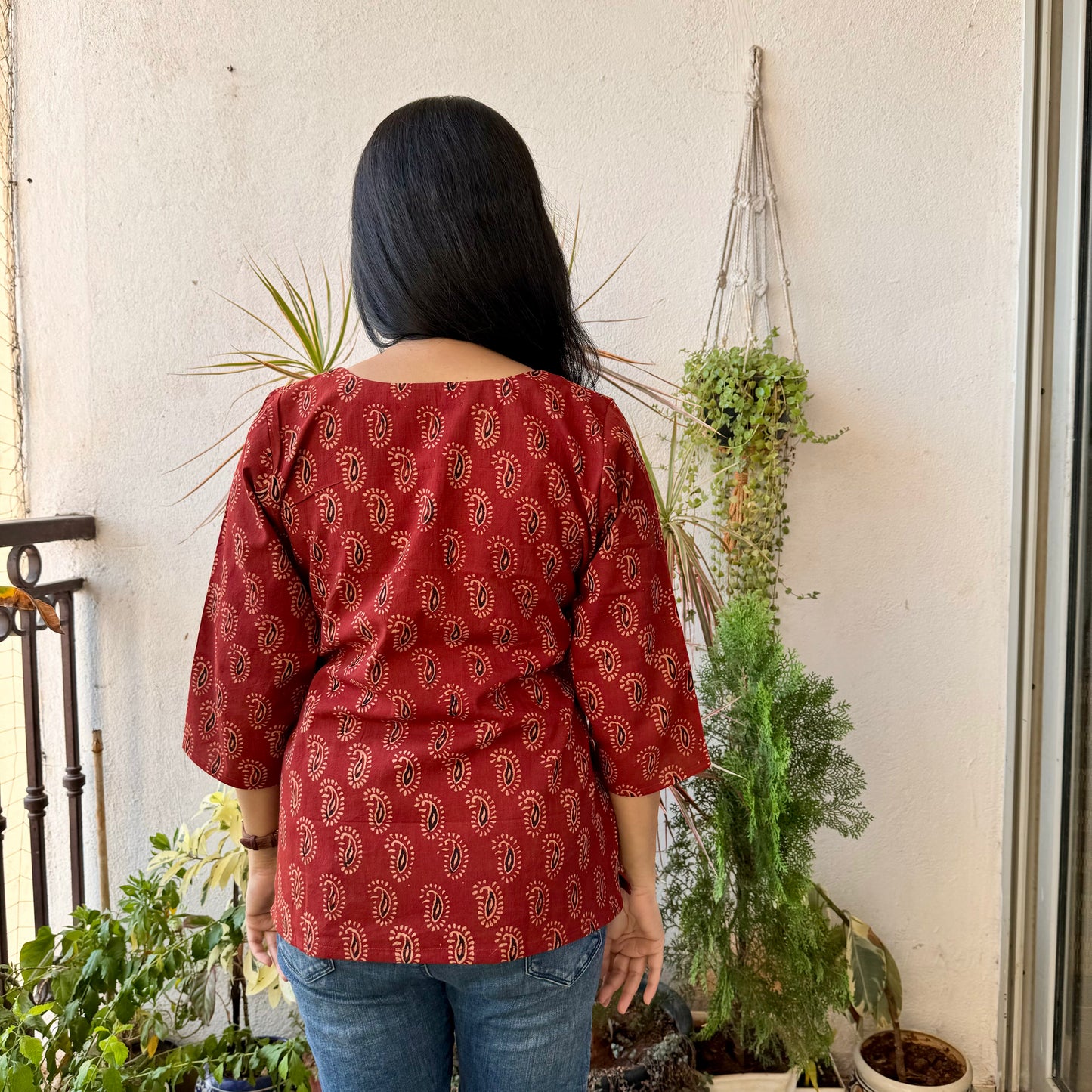 Phoenix - Brick Red Ajrakh Kurti