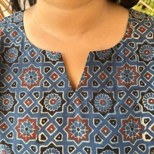 Stardust - Blue Ajrakh Kurti