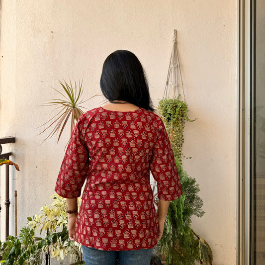 Lotus - Maroon Ajrakh Kurti