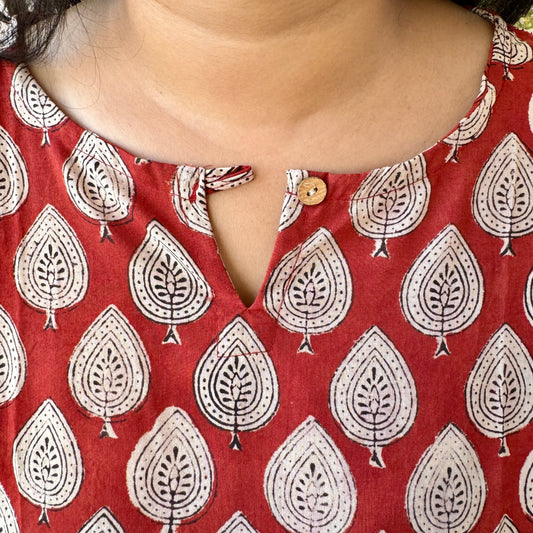 Ruby - Red Sanganeri Kurti