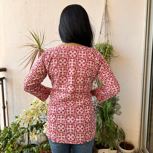 Asteroid - Pink Handblock Kurti
