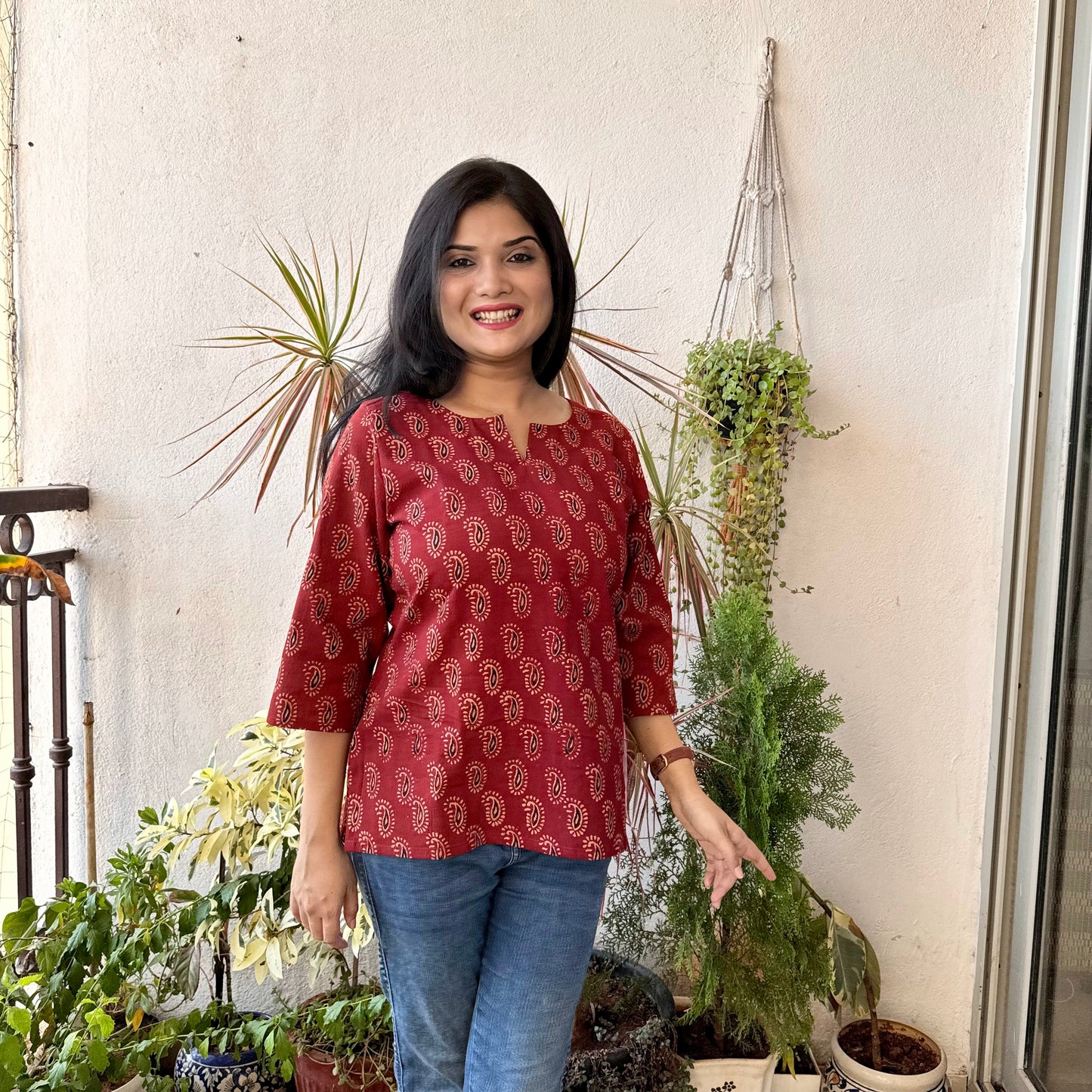 Phoenix - Brick Red Ajrakh Kurti