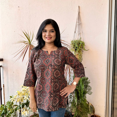 Seashell - Brown Ajrakh Kurti