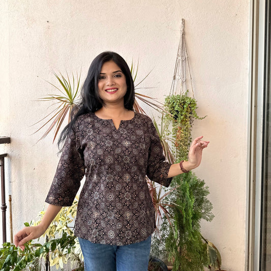 Stardust - Black Ajrakh Kurti