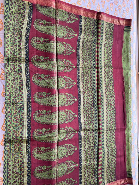 Forest Fern - Green Maheshwari Saree