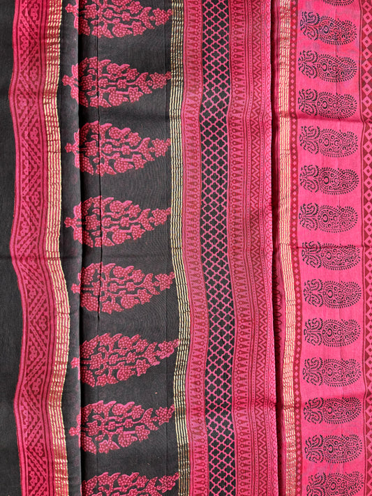 Flamingo Grace - Pink Maheshwari Saree