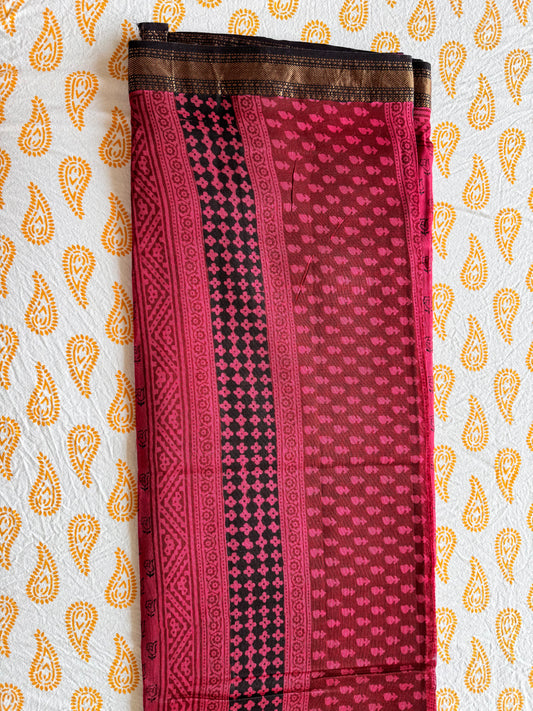 British Rose - Hot Pink Maheshwari Saree