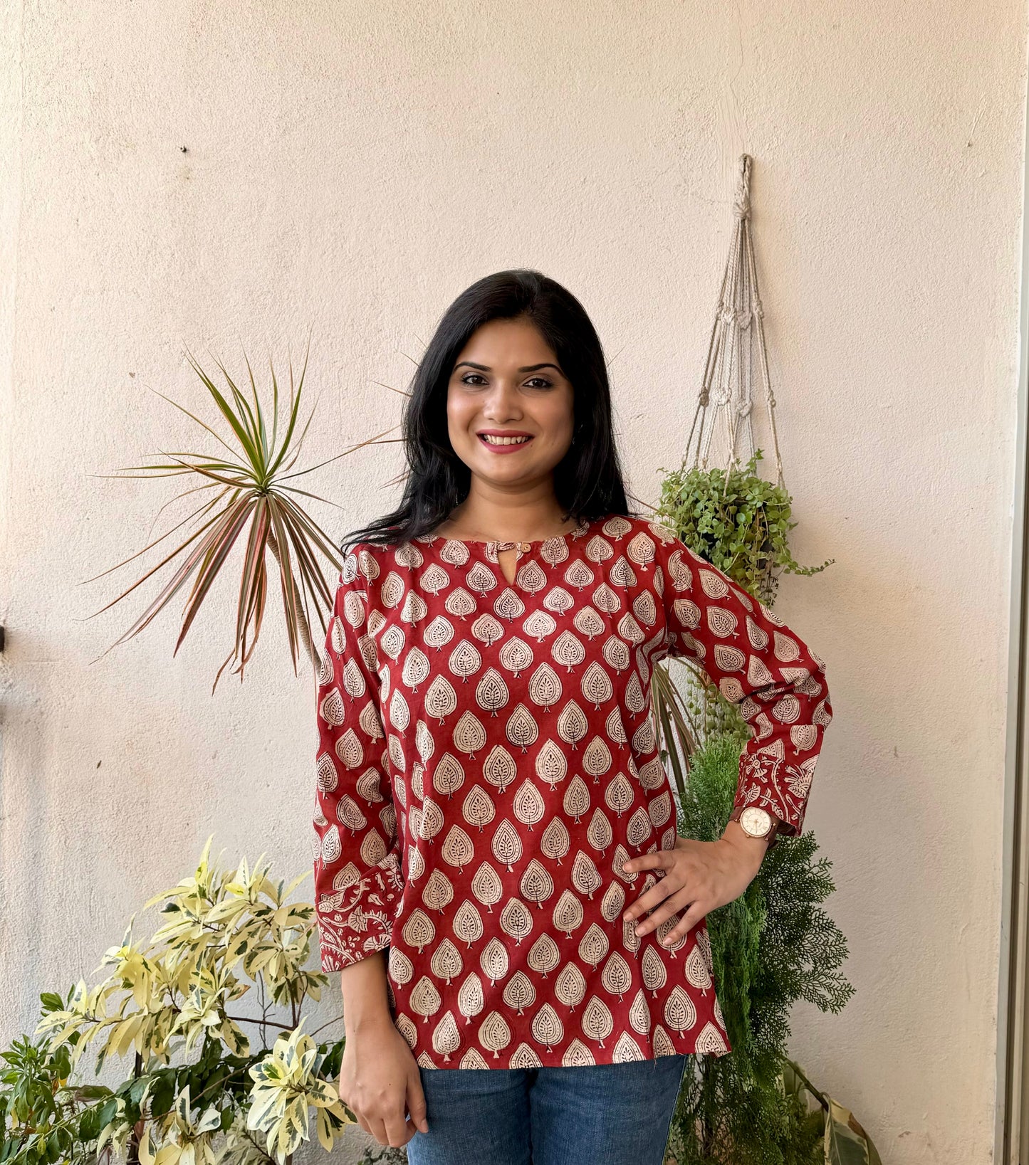 Ruby - Red Sanganeri Kurti