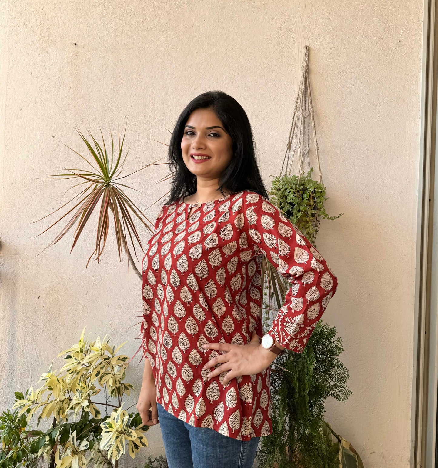Ruby - Red Sanganeri Kurti