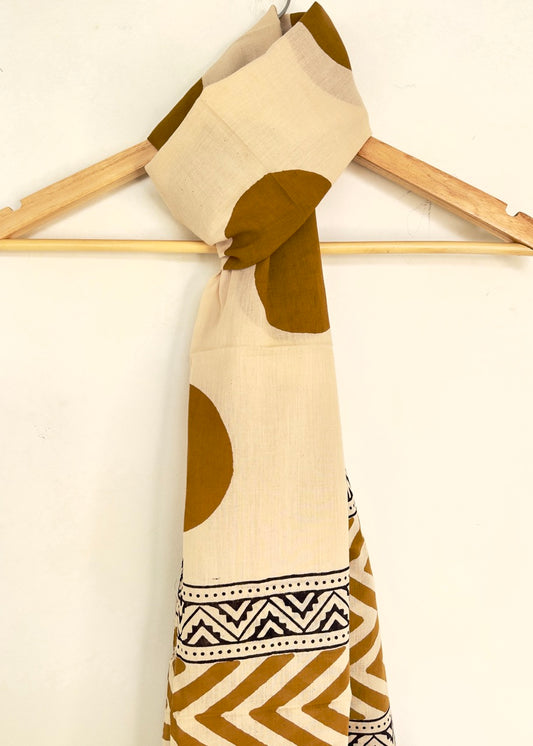 Raag πͺ· Mulmul Cotton Stoles ~ Polka ~ French Beige