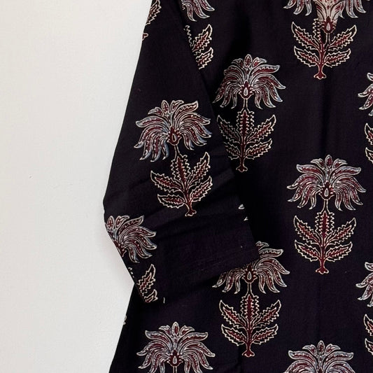 Lilies - Jet Black Ajrakh Kurti