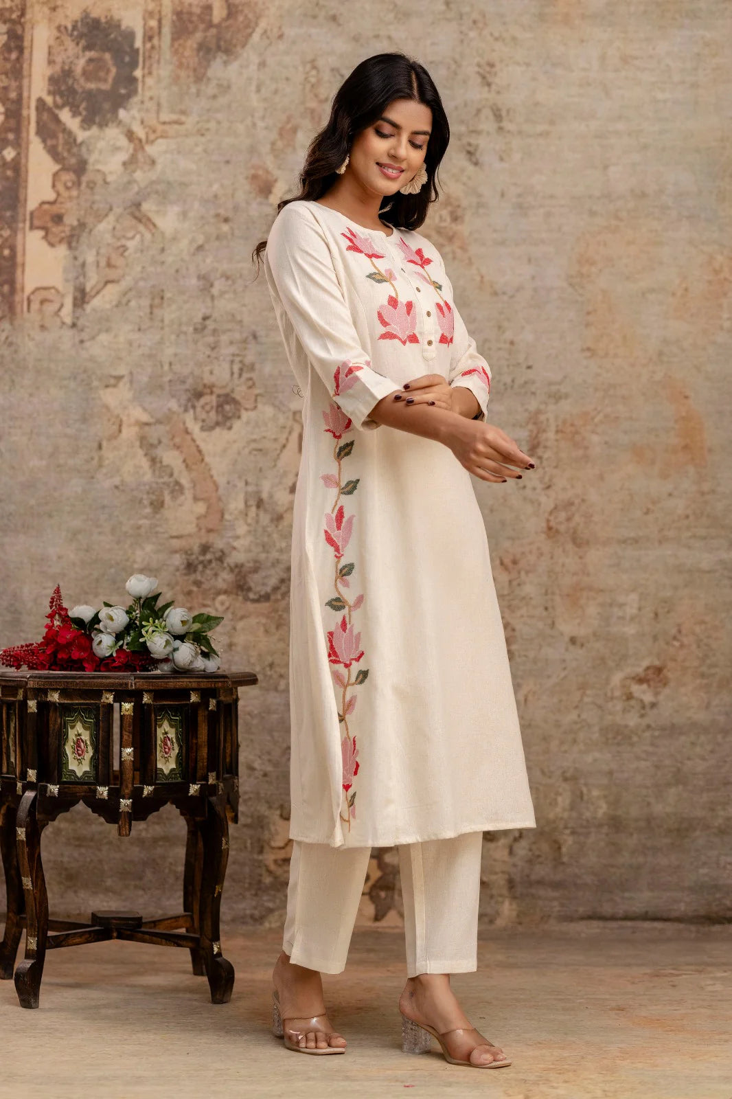 Saanjh š ą½¼ā¼š Cotton Embroidered Cord Set ~ Pink
