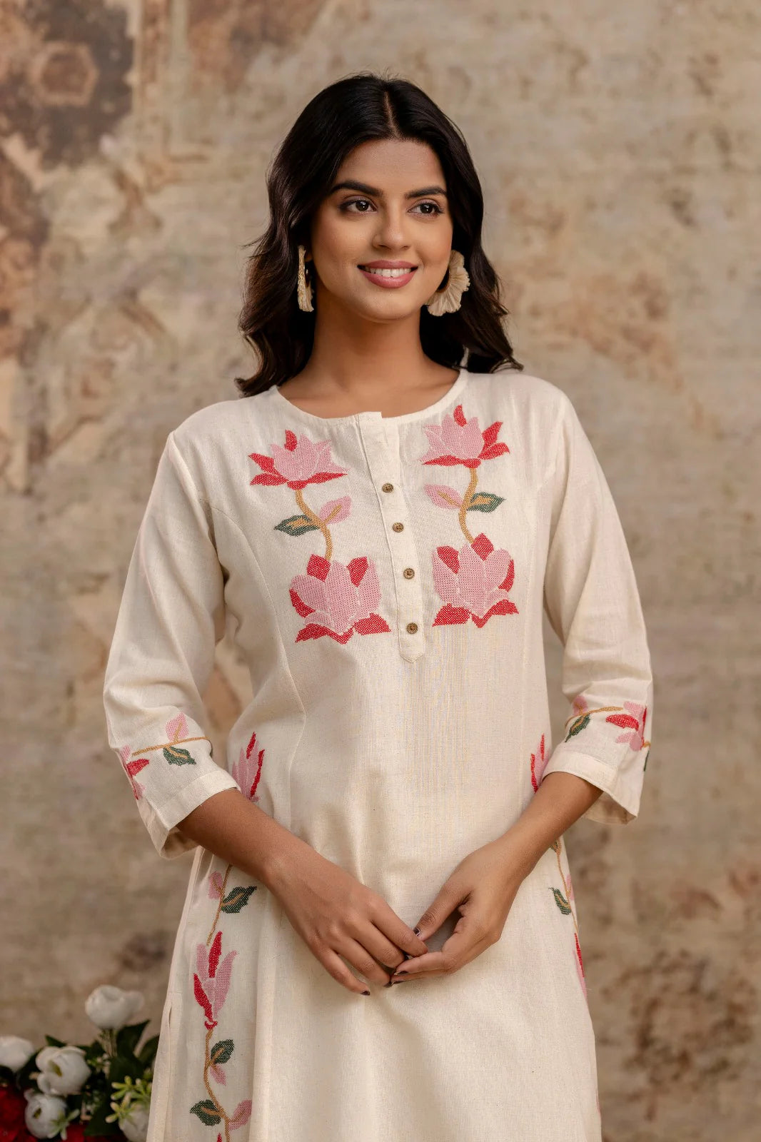 Saanjh š ą½¼ā¼š Cotton Embroidered Cord Set ~ Pink