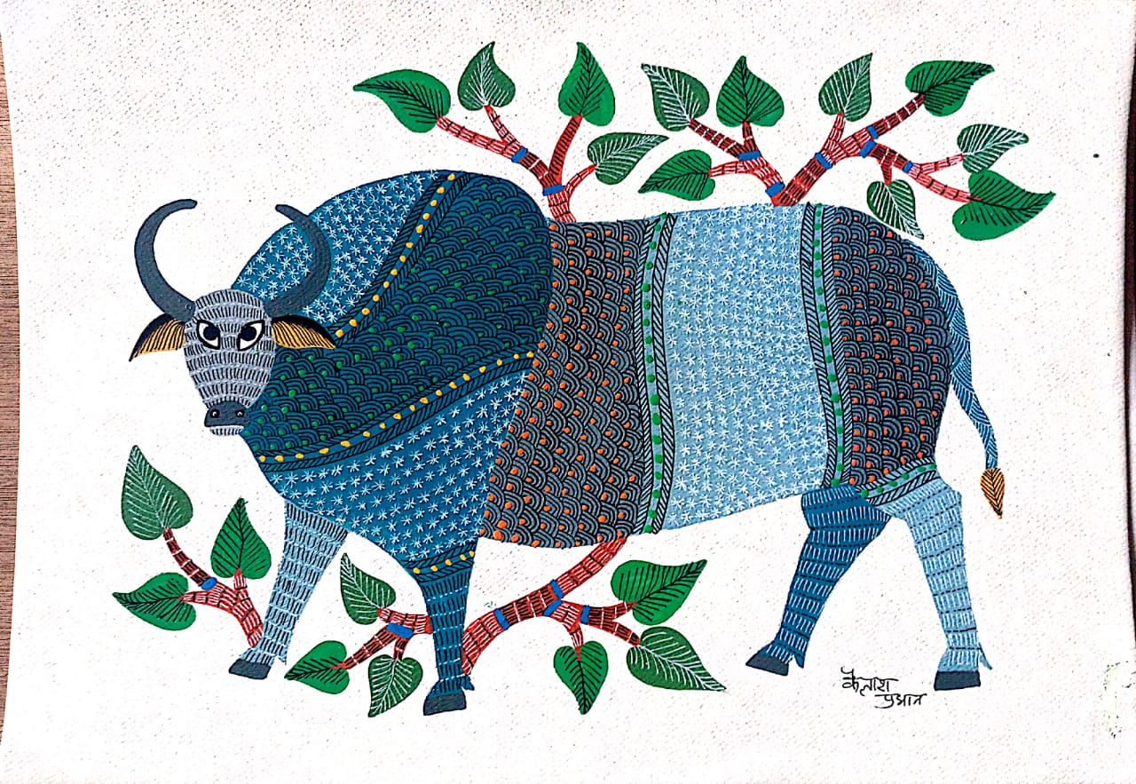 Lone Bull - Gond Handpainted T-shirt