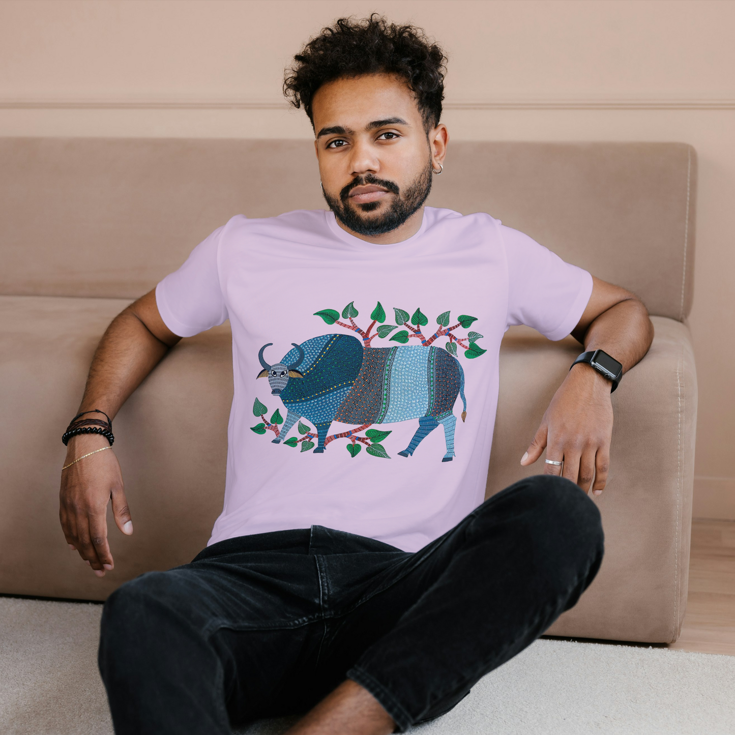 Lone Bull - Gond Handpainted T-shirt