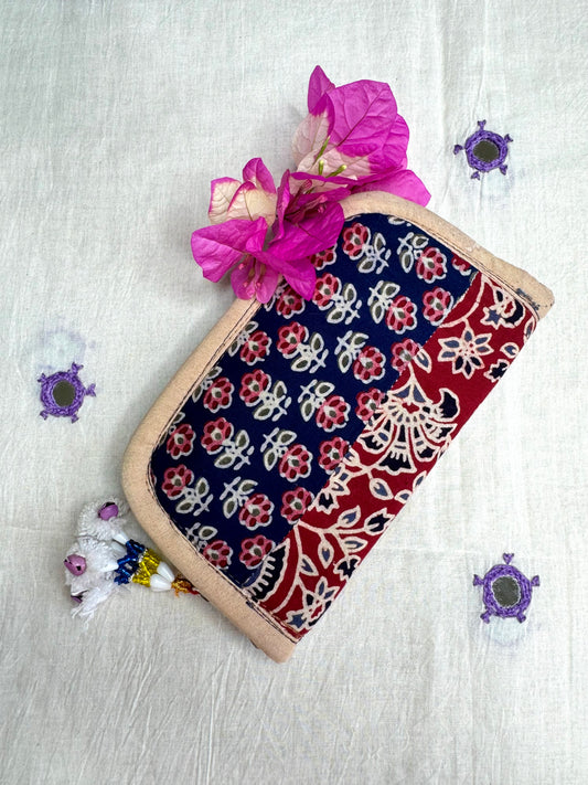 Navrang ~ Ajrakh Handcrafted Wallets ~ Red & Blue