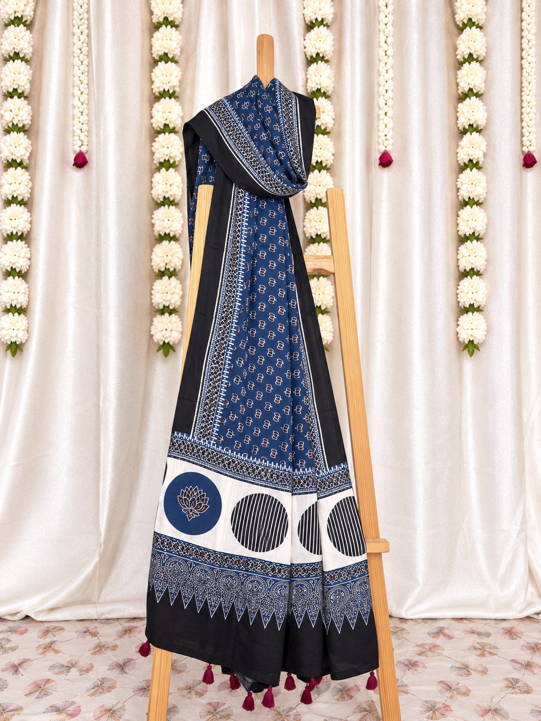 Dastaan-e-Ajrakh ✨ Modal Silk Dupatta ~ Neelambari