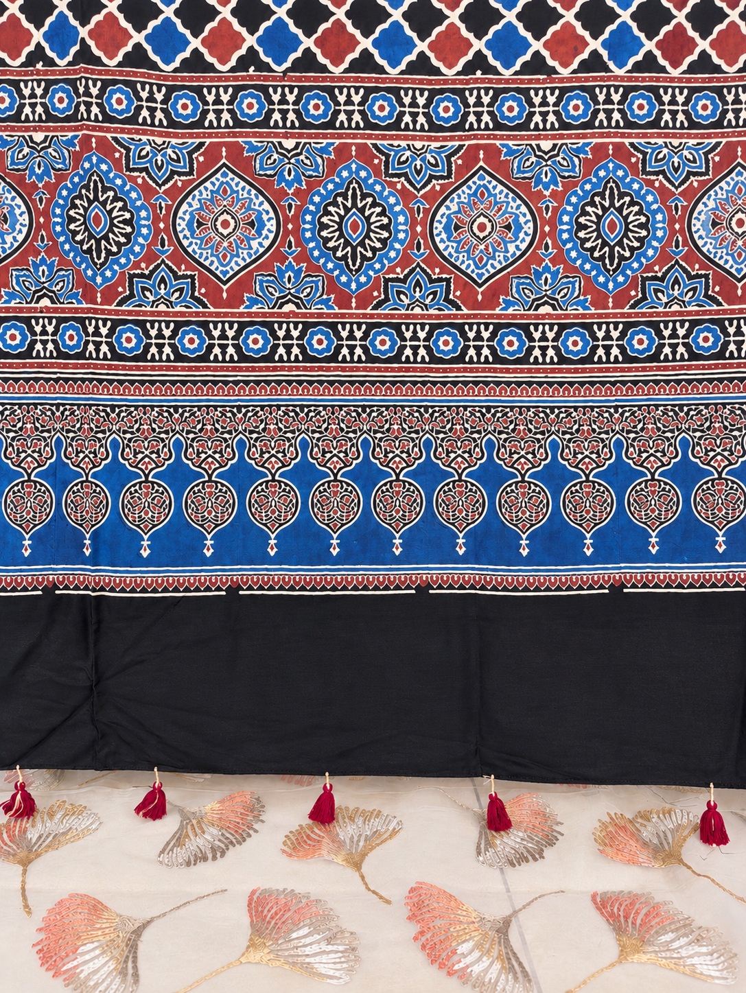 Dastaan-e-Ajrakh ✨ Modal Silk Dupatta ~ Royal Blue Jharokha